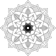 Easy Mandala coloring book simple and basic for beginners, seniors and children. Set of Mehndi flower pattern for Henna drawing and tattoo. Decoration in ethnic oriental, Indian style.