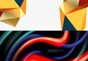 Set of modern geometric shapes abstract backgrounds. Vector illustrations for covers, banners, flyers and posters and other
