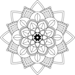 Easy Mandala coloring book simple and basic for beginners, seniors and children. Set of Mehndi flower pattern for Henna drawing and tattoo. Decoration in ethnic oriental, Indian style.