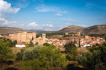 Fototapeta na wymiar Mora de Rubielos city skyline with a view of the historical buildings, Teruel, Spain