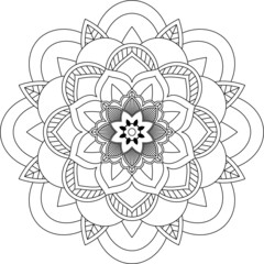 Easy Mandala coloring book simple and basic for beginners, seniors and children. Set of Mehndi flower pattern for Henna drawing and tattoo. Decoration in ethnic oriental, Indian style.