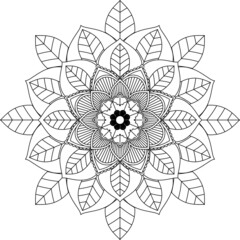 Easy Mandala coloring book simple and basic for beginners, seniors and children. Set of Mehndi flower pattern for Henna drawing and tattoo. Decoration in ethnic oriental, Indian style.