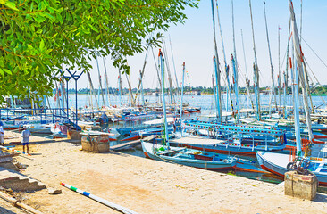 Feluccas in port of Luxor, Egypt