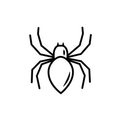 Vector line art spider isolated on white background. Insect with eight legs for Halloween design