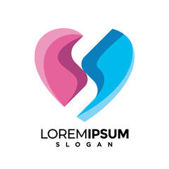 Love Break up Logo Icon, Letter S love symbol design vector illustration