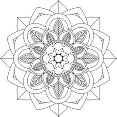 Easy Mandala coloring book simple and basic for beginners, seniors and children. Set of Mehndi flower pattern for Henna drawing and tattoo. Decoration in ethnic oriental, Indian style.