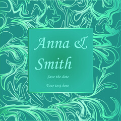 Obraz premium the invitation to the day of the wedding green. vector graphics