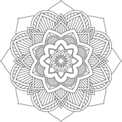 Easy Mandala coloring book simple and basic for beginners, seniors and children. Set of Mehndi flower pattern for Henna drawing and tattoo. Decoration in ethnic oriental, Indian style.