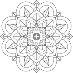 Easy Mandala coloring book simple and basic for beginners, seniors and children. Set of Mehndi flower pattern for Henna drawing and tattoo. Decoration in ethnic oriental, Indian style.