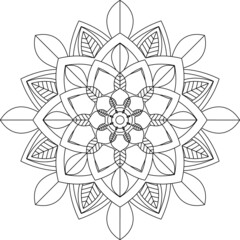 Easy Mandala coloring book simple and basic for beginners, seniors and children. Set of Mehndi flower pattern for Henna drawing and tattoo. Decoration in ethnic oriental, Indian style.