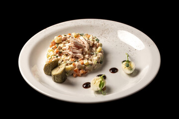 Olivier served beautifully on a white plate