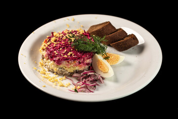 Russian dishes herring in a fur coat