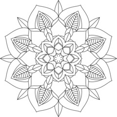 Fototapeta premium Easy Mandala coloring book simple and basic for beginners, seniors and children. Set of Mehndi flower pattern for Henna drawing and tattoo. Decoration in ethnic oriental, Indian style.