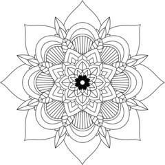 Easy Mandala coloring book simple and basic for beginners, seniors and children. Set of Mehndi flower pattern for Henna drawing and tattoo. Decoration in ethnic oriental, Indian style.