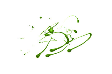 Green color splashes isolated on white background.