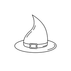 Vector isolated witch hat. Halloween item contour. Silhouette of wizard's hat