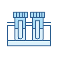 medical chemistry test tubes equipment line fill blue icon