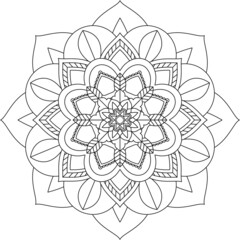 Easy Mandala coloring book simple and basic for beginners, seniors and children. Set of Mehndi flower pattern for Henna drawing and tattoo. Decoration in ethnic oriental, Indian style.