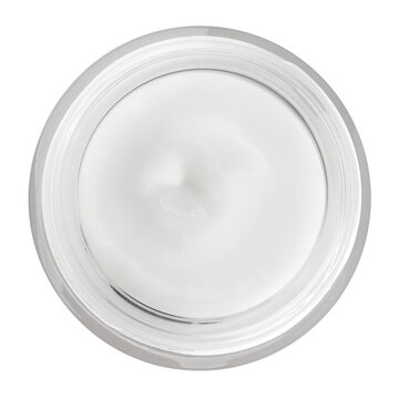 lotion cream jar path isolated on white top view