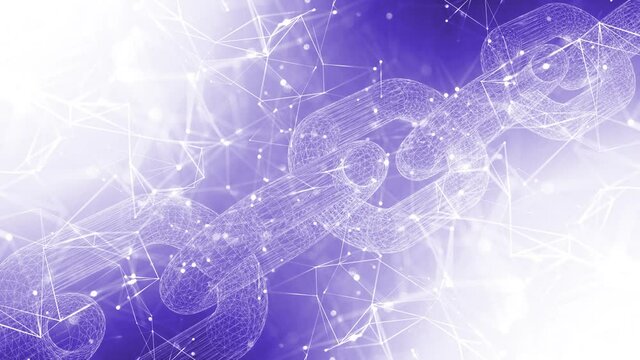 Futuristic blockchain on shining cryptocurrency cyberspace network motion background. 