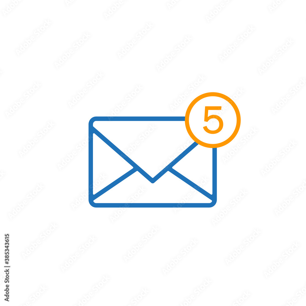 Poster new incoming message icon envelope with notification, vector symbol