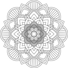 Easy Mandala coloring book simple and basic for beginners, seniors and children. Set of Mehndi flower pattern for Henna drawing and tattoo. Decoration in ethnic oriental, Indian style.