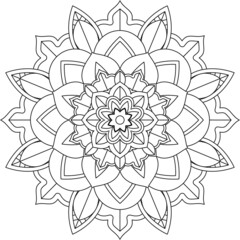 Easy Mandala coloring book simple and basic for beginners, seniors and children. Set of Mehndi flower pattern for Henna drawing and tattoo. Decoration in ethnic oriental, Indian style.