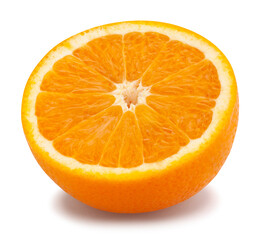 sliced orange fruit path isolated on white