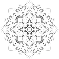 Easy Mandala coloring book simple and basic for beginners, seniors and children. Set of Mehndi flower pattern for Henna drawing and tattoo. Decoration in ethnic oriental, Indian style.