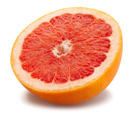 Fototapeta na wymiar sliced grapefruit path isolated on white