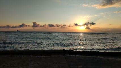 Sunset at Waikiki Beach, Honolulu, Hawaii