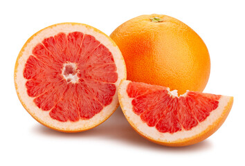 Fototapeta na wymiar sliced grapefruit path isolated on white