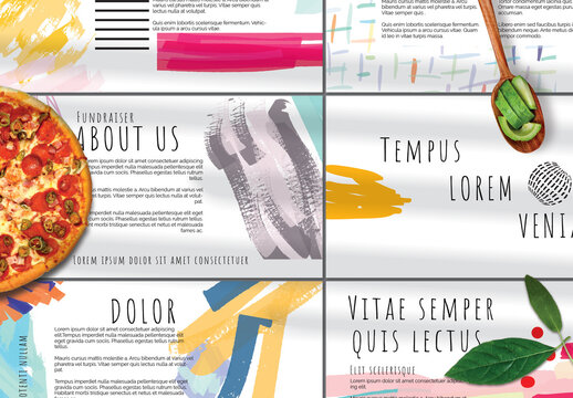 Presentation Deck Layout with Bright Abstract Strokes for Universal Fundraiser Event