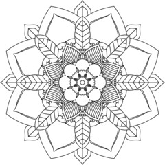 Easy Mandala coloring book simple and basic for beginners, seniors and children. Set of Mehndi flower pattern for Henna drawing and tattoo. Decoration in ethnic oriental, Indian style.