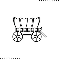 Covered wagon,  Jessie western or  prairie schooner vector icon in outline