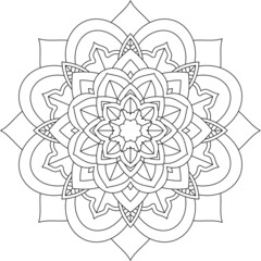 Easy Mandala coloring book simple and basic for beginners, seniors and children. Set of Mehndi flower pattern for Henna drawing and tattoo. Decoration in ethnic oriental, Indian style.