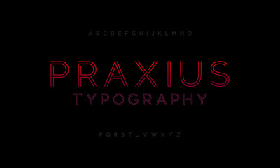 Modern futuristic font design. Vector illustration of alphabet uppercase and number.