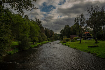 Malse river near Plav village in cloudy autumn day