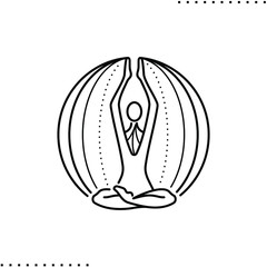 ornate yoga, lotus pose vector icon in outline