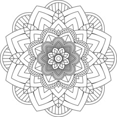 Easy Mandala coloring book simple and basic for beginners, seniors and children. Set of Mehndi flower pattern for Henna drawing and tattoo. Decoration in ethnic oriental, Indian style.