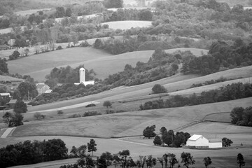 Farmland in the Hills in Monochrome