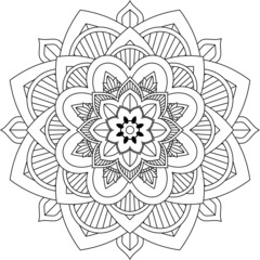 Easy Mandala coloring book simple and basic for beginners, seniors and children. Set of Mehndi flower pattern for Henna drawing and tattoo. Decoration in ethnic oriental, Indian style.