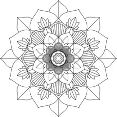 Easy Mandala coloring book simple and basic for beginners, seniors and children. Set of Mehndi flower pattern for Henna drawing and tattoo. Decoration in ethnic oriental, Indian style.