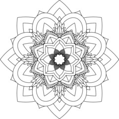 Easy Mandala coloring book simple and basic for beginners, seniors and children. Set of Mehndi flower pattern for Henna drawing and tattoo. Decoration in ethnic oriental, Indian style.