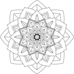 Easy Mandala coloring book simple and basic for beginners, seniors and children. Set of Mehndi flower pattern for Henna drawing and tattoo. Decoration in ethnic oriental, Indian style.