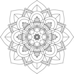 Easy Mandala coloring book simple and basic for beginners, seniors and children. Set of Mehndi flower pattern for Henna drawing and tattoo. Decoration in ethnic oriental, Indian style.