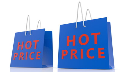 Obraz na płótnie Canvas Two shopping bags with hot price concept