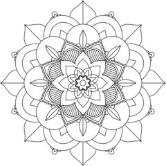 Easy Mandala coloring book simple and basic for beginners, seniors and children. Set of Mehndi flower pattern for Henna drawing and tattoo. Decoration in ethnic oriental, Indian style.