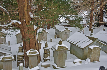 厳冬の松前・松前藩主松前家墓所