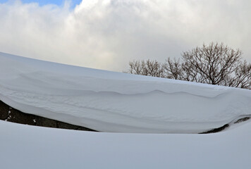 厳冬の松前・積雪の石垣